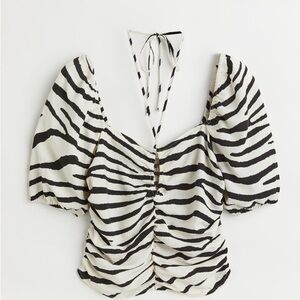 H&M Zebra Print Cropped Blouse